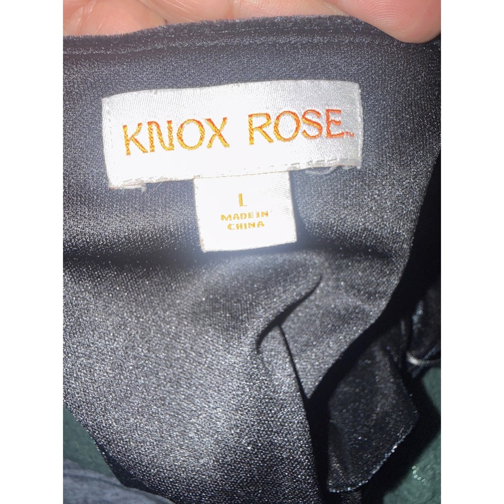 Knox Rose Womens Black Velvet V-Neck Empire Waist Flutter Sleeve Top Size L - Picture 3 of 4